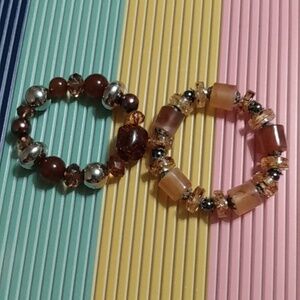 Stretchy Bracelet Lot Neutral Tones